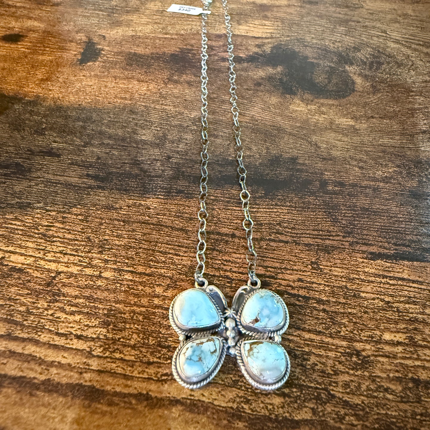 Dry Creek Turquoise Gemstone Butterfly Necklace Sterling Silver 18 Inch