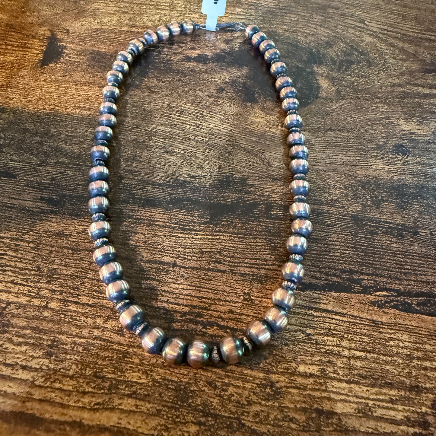 Genuine Heavy Copper Round 8mm Pearl Necklace 16 Inch