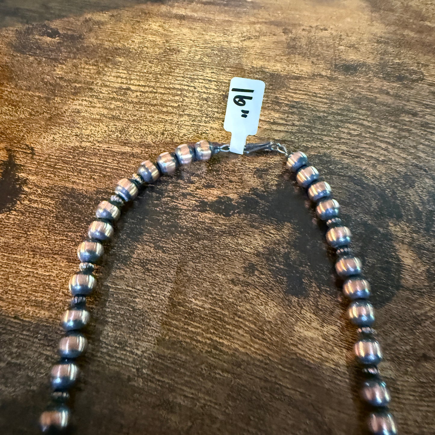 Genuine Heavy Copper Round 8mm Pearl Necklace 16 Inch