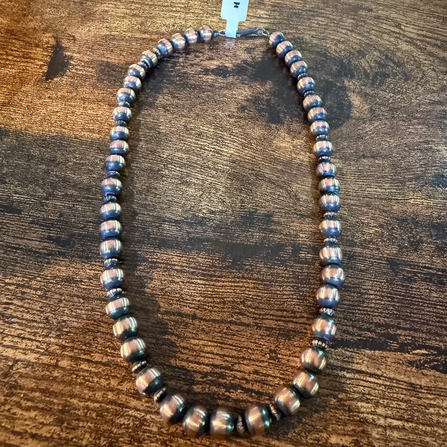 Genuine Heavy Copper Round 8mm Pearl Necklace 16 Inch