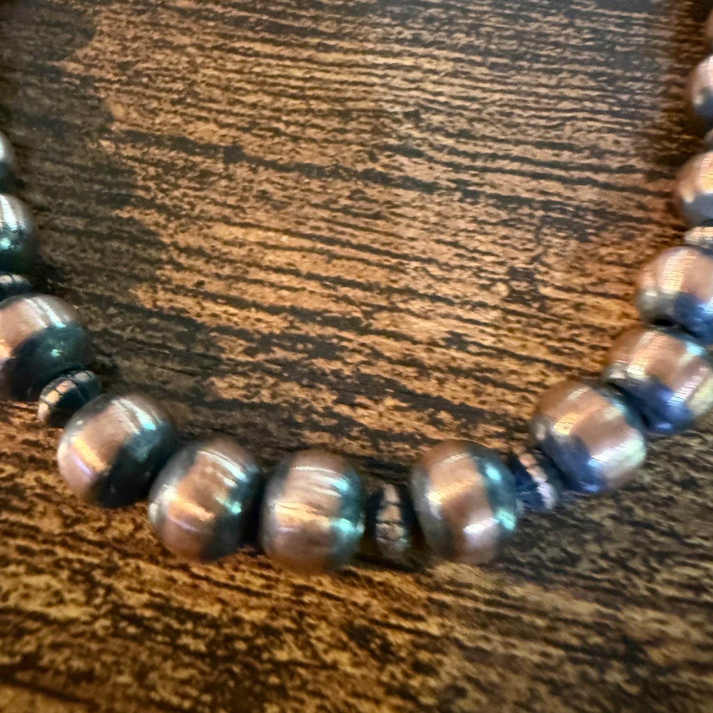 Genuine Heavy Copper Round 8mm Pearl Necklace 16 Inch
