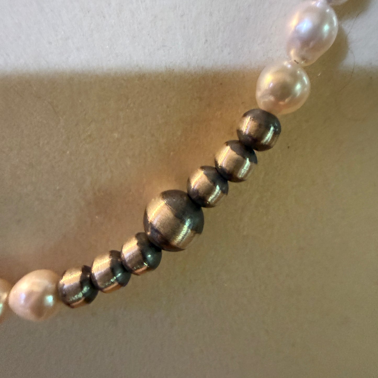Genuine Freshwater Pearl And Sterling Silver Bead Necklace 16 Inch 2mm To 5mm
