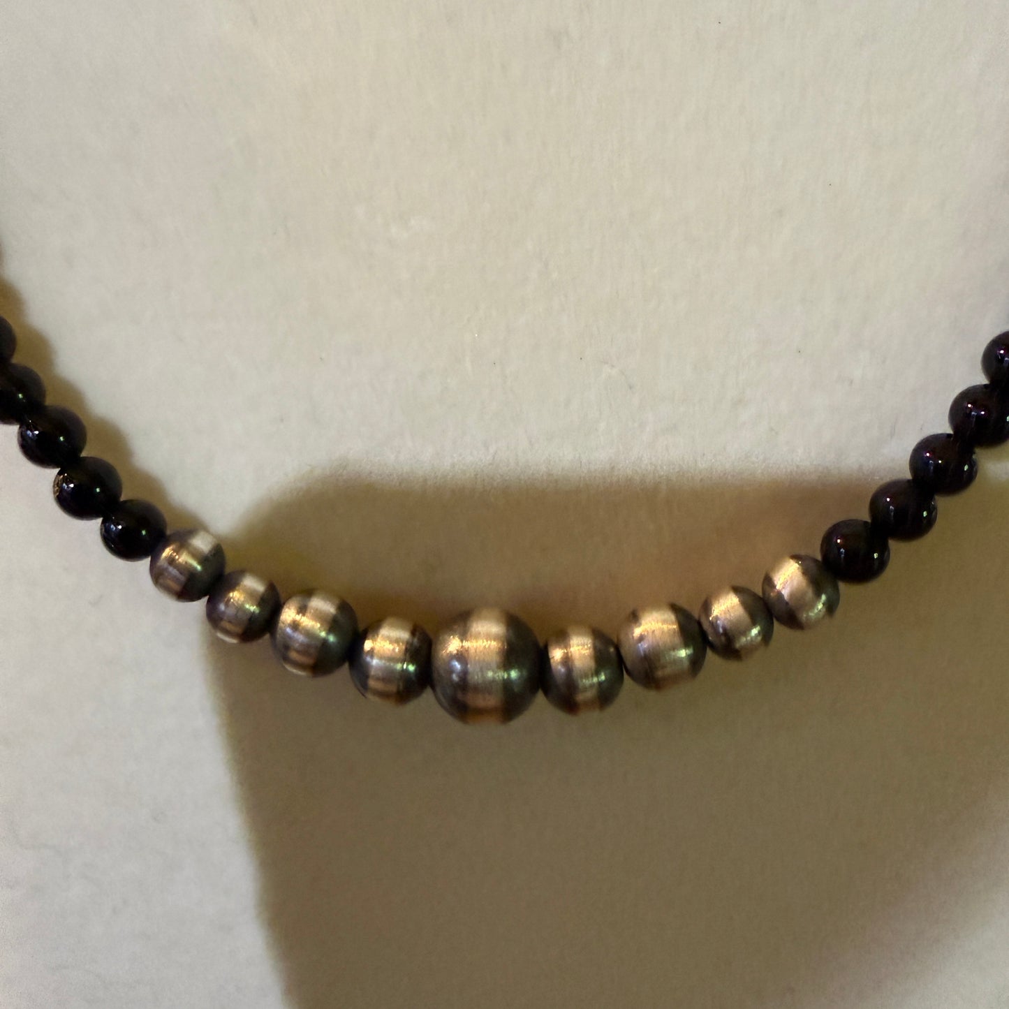 Handmade Sterling Silver Black Onyx Graduated Pearl Necklace 16 Inch 3mm to 6mm