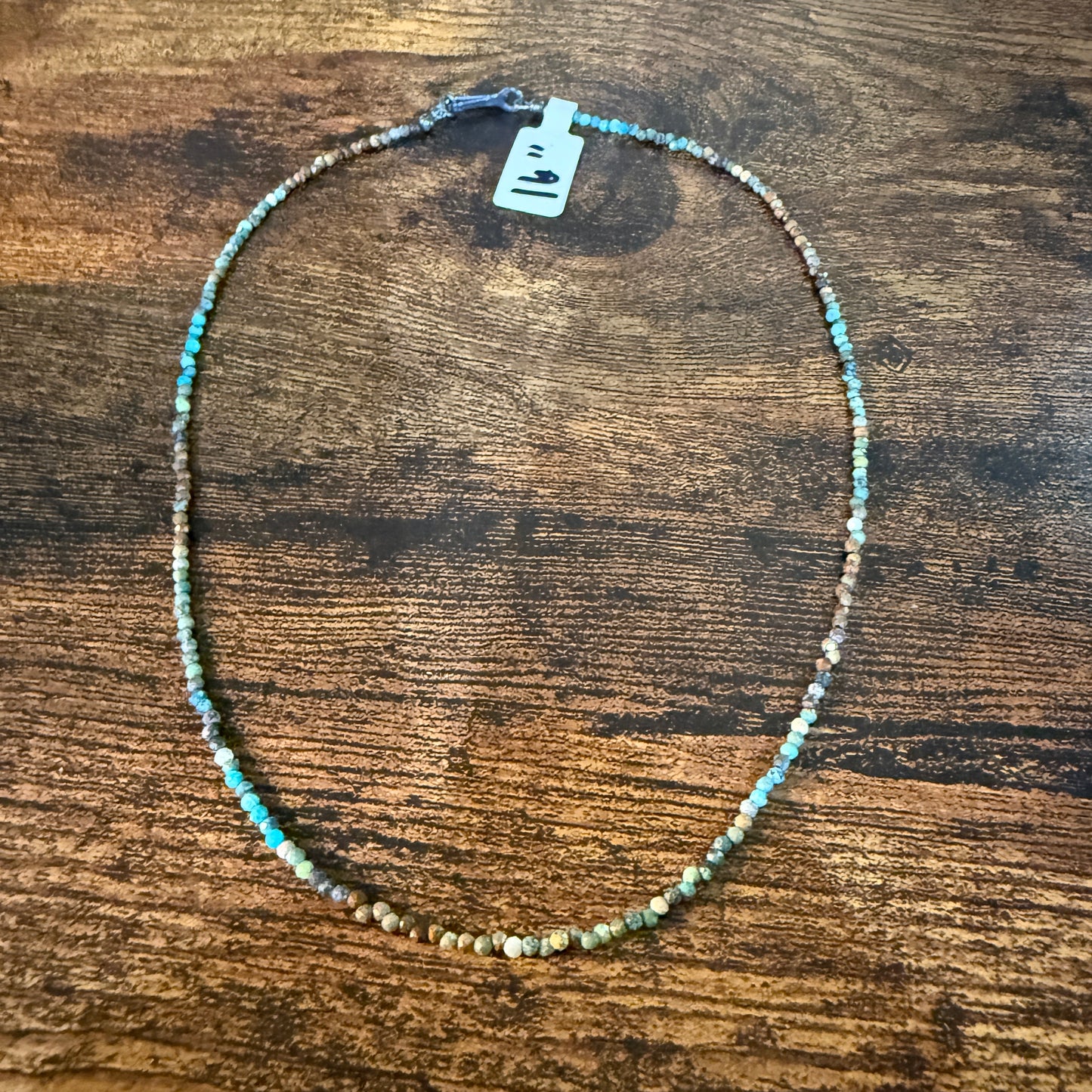 Kingman Turquoise Seed Bead Necklace 16 Inch Handmade Jewelry