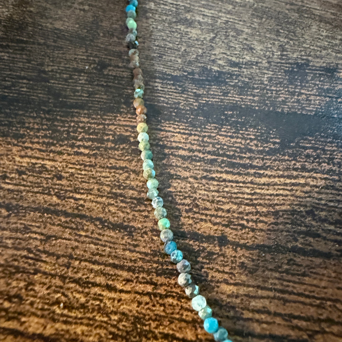 Kingman Turquoise Seed Bead Necklace 16 Inch Handmade Jewelry