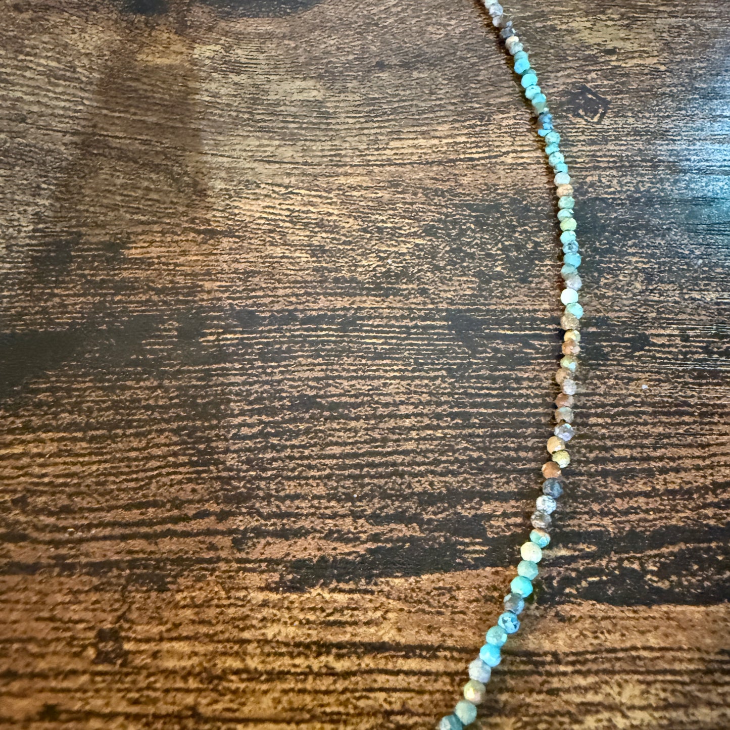 Kingman Turquoise Seed Bead Necklace 16 Inch Handmade Jewelry