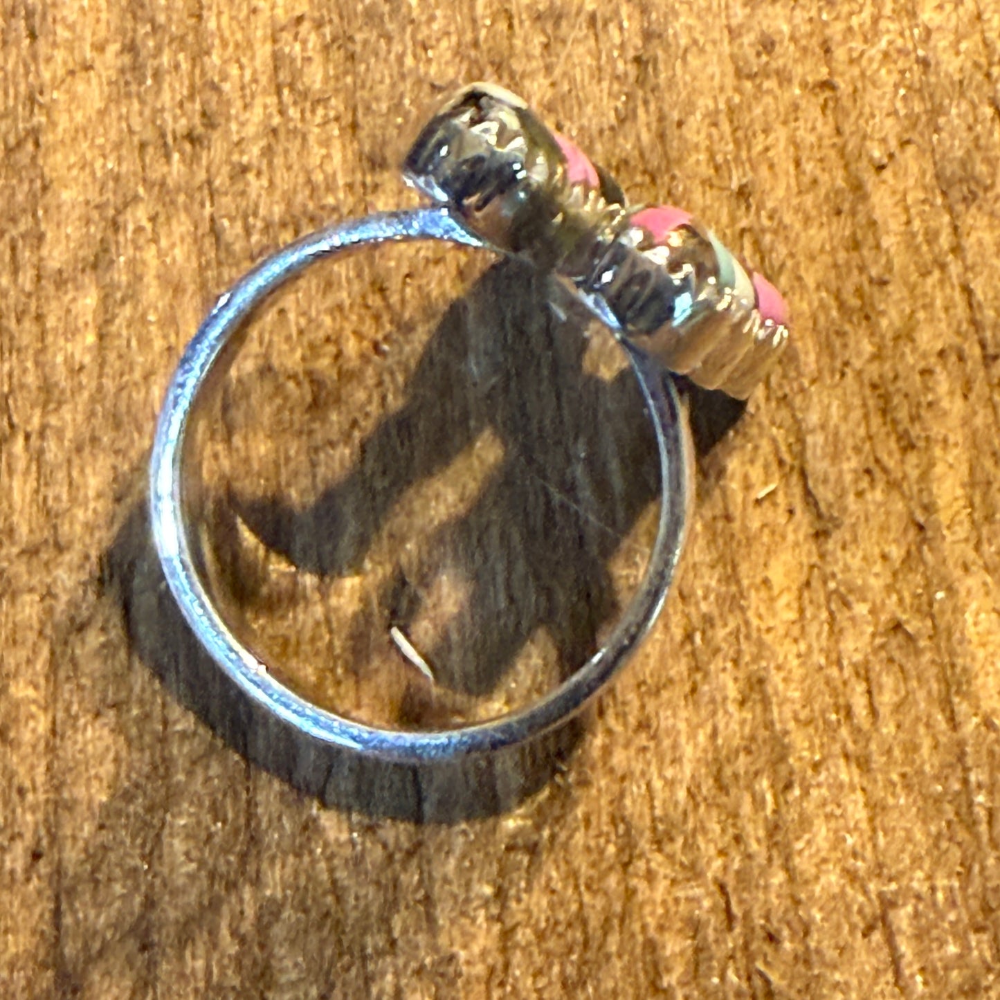 Cotton Candy White Buffalo Dahlia Turquoise Gemstone Adjustable Ring Sterling