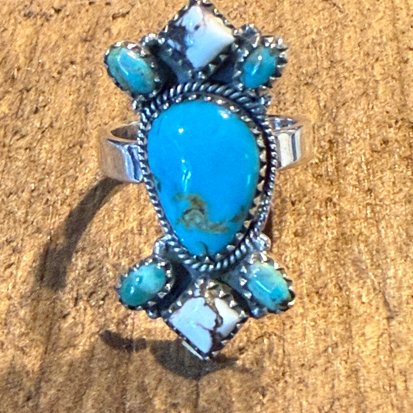 Mohave White Buffalo Turquoise Adjustable Statement Sterling Silver Ring