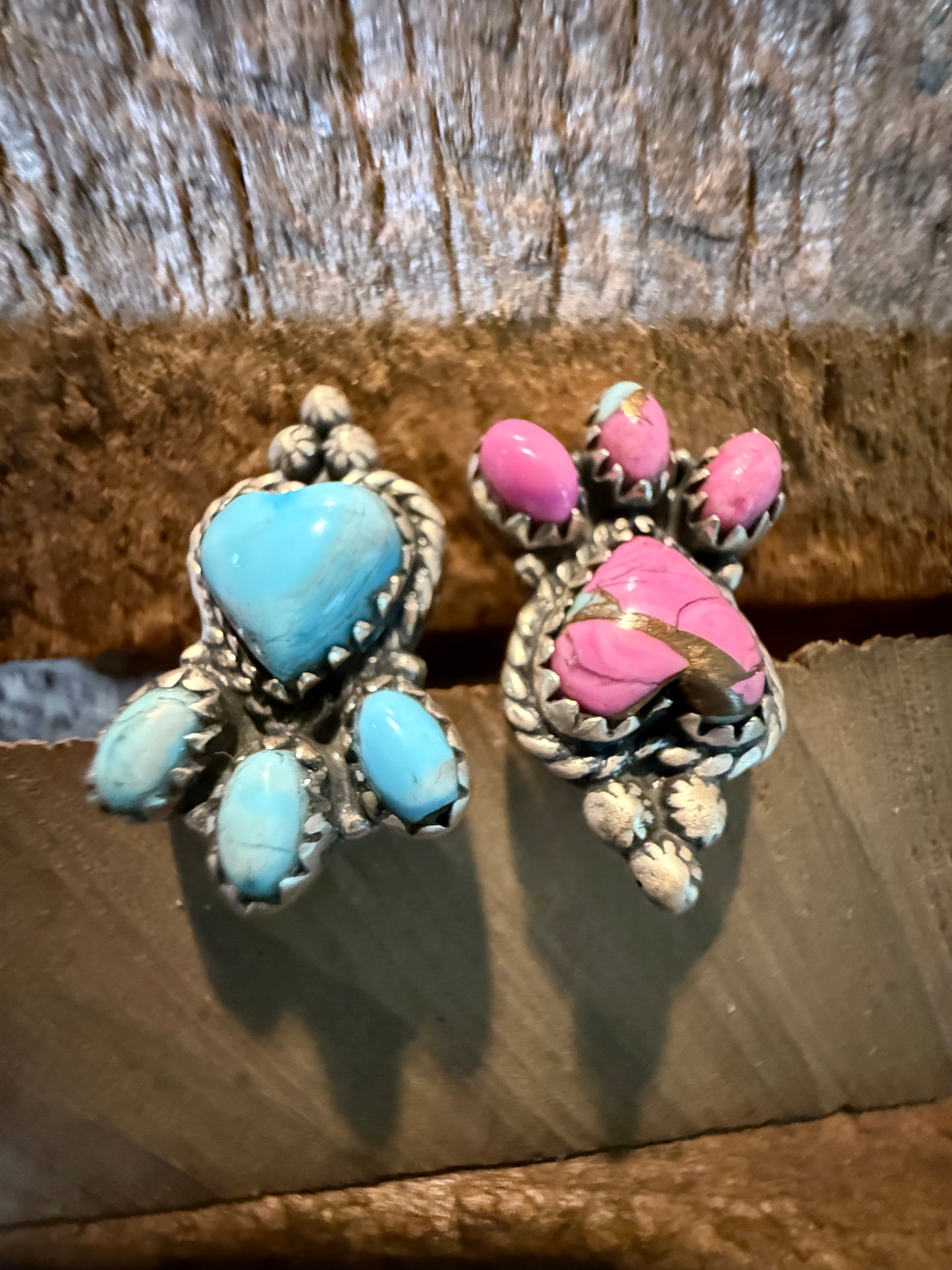 Cotton Candy Dahlia Turquoise Gemstone Adjustable Ring Sterling Silver
