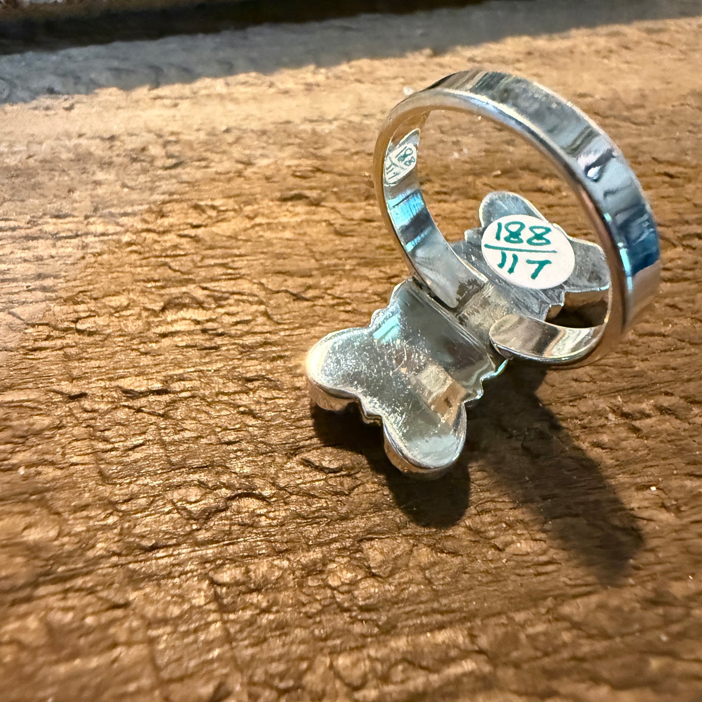 Cotton Candy White Buffalo Dahlia Turquoise Adjustable Ring Sterling Silver