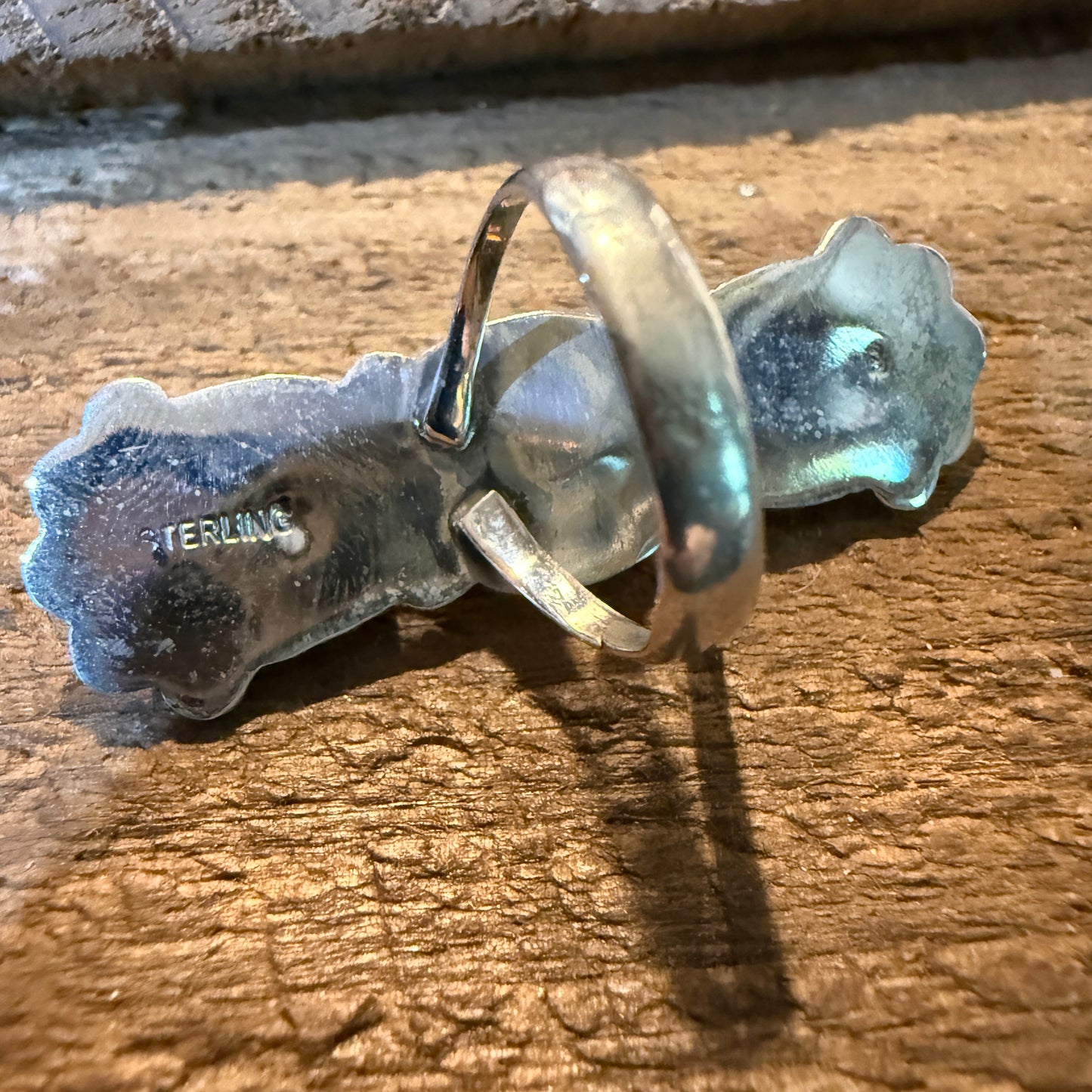 Pilot Mountain Turquoise Gemstone Sterling Silver Statement Ring Size 7.5
