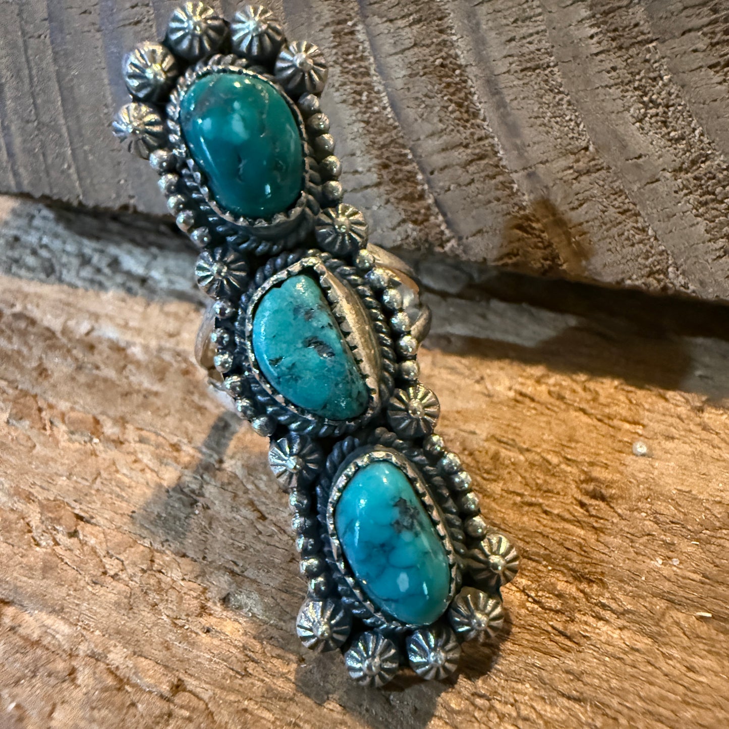 Pilot Mountain Turquoise Gemstone Sterling Silver Statement Ring Size 7.5