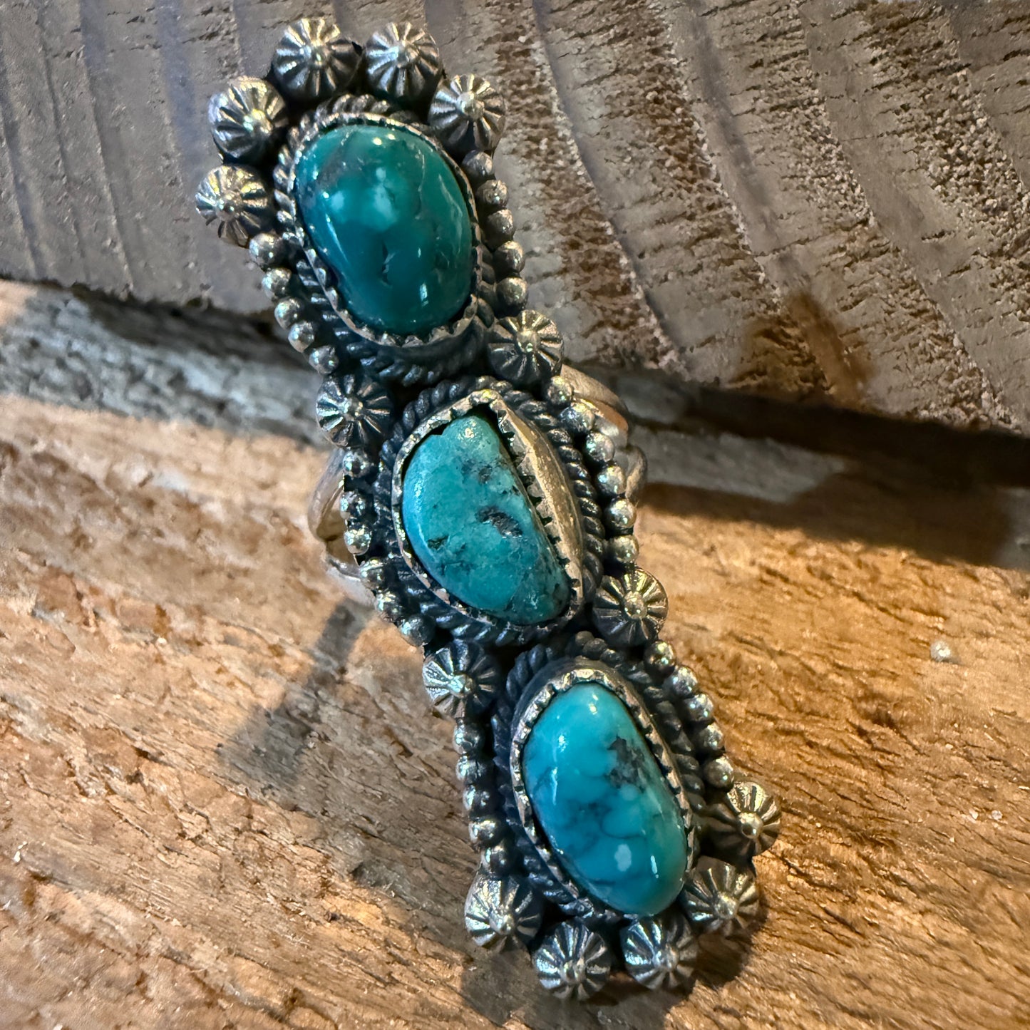 Pilot Mountain Turquoise Gemstone Sterling Silver Statement Ring Size 7.5