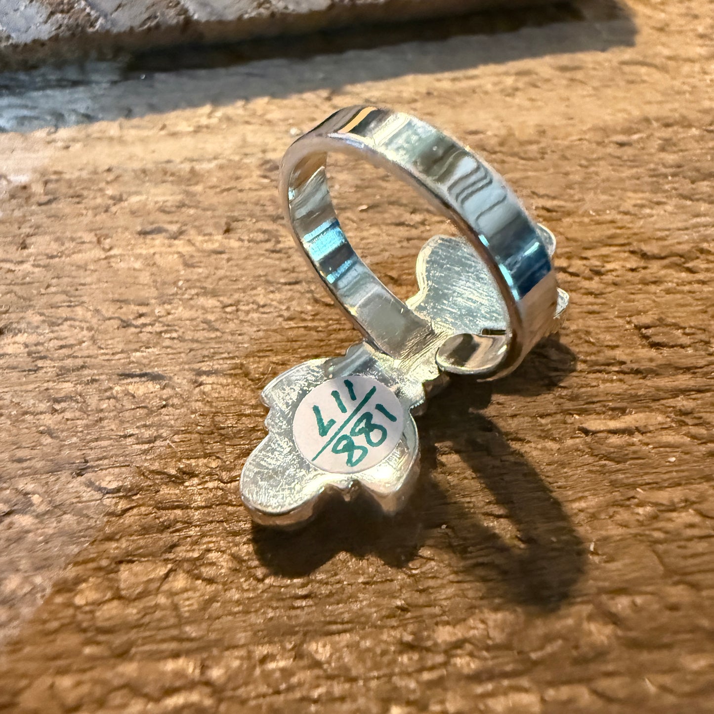 Cotton Candy Turquoise Dahlia Gemstone Statement Adjustable Sterling Silver Ring