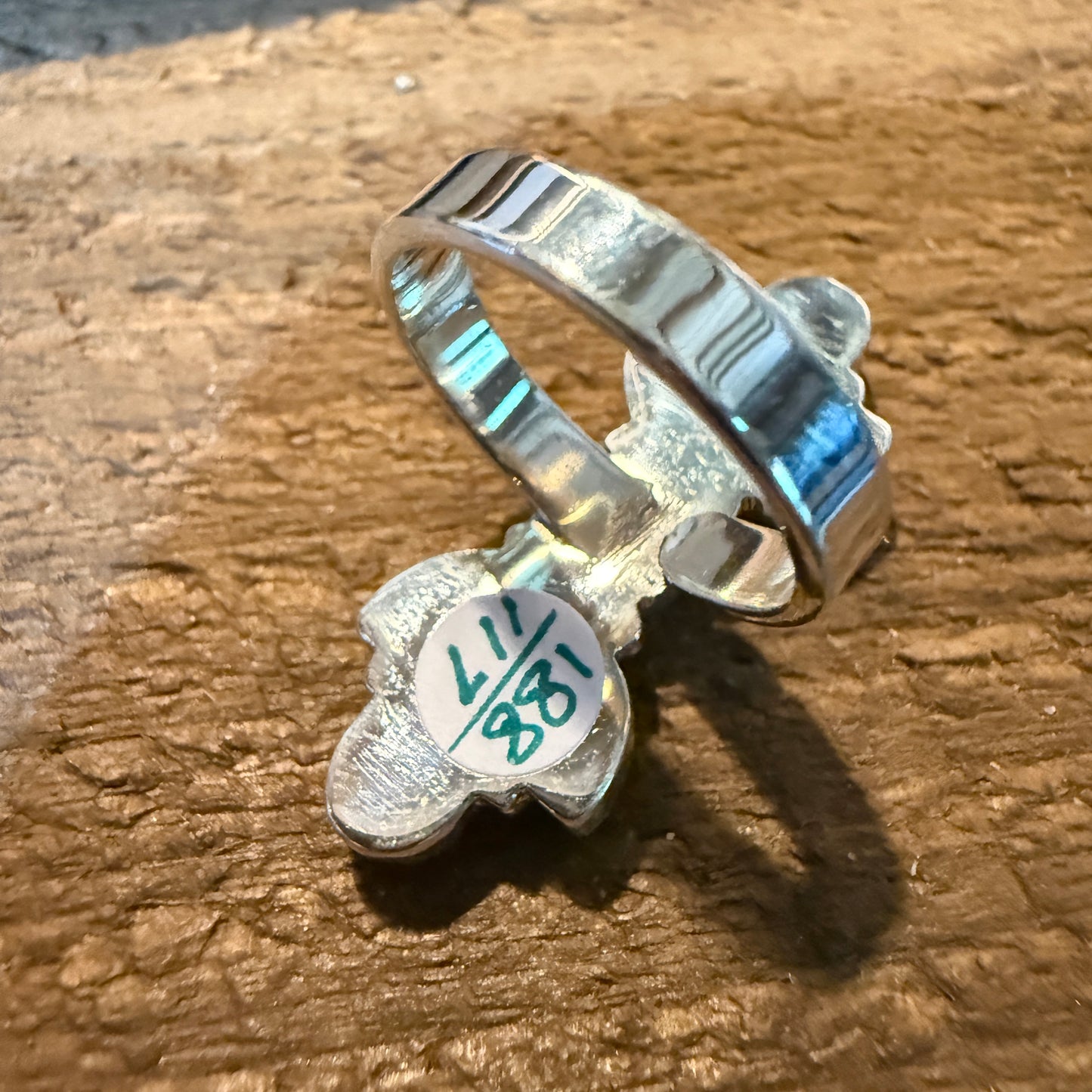 Cotton Candy Turquoise Dahlia Gemstone Statement Adjustable Sterling Silver Ring