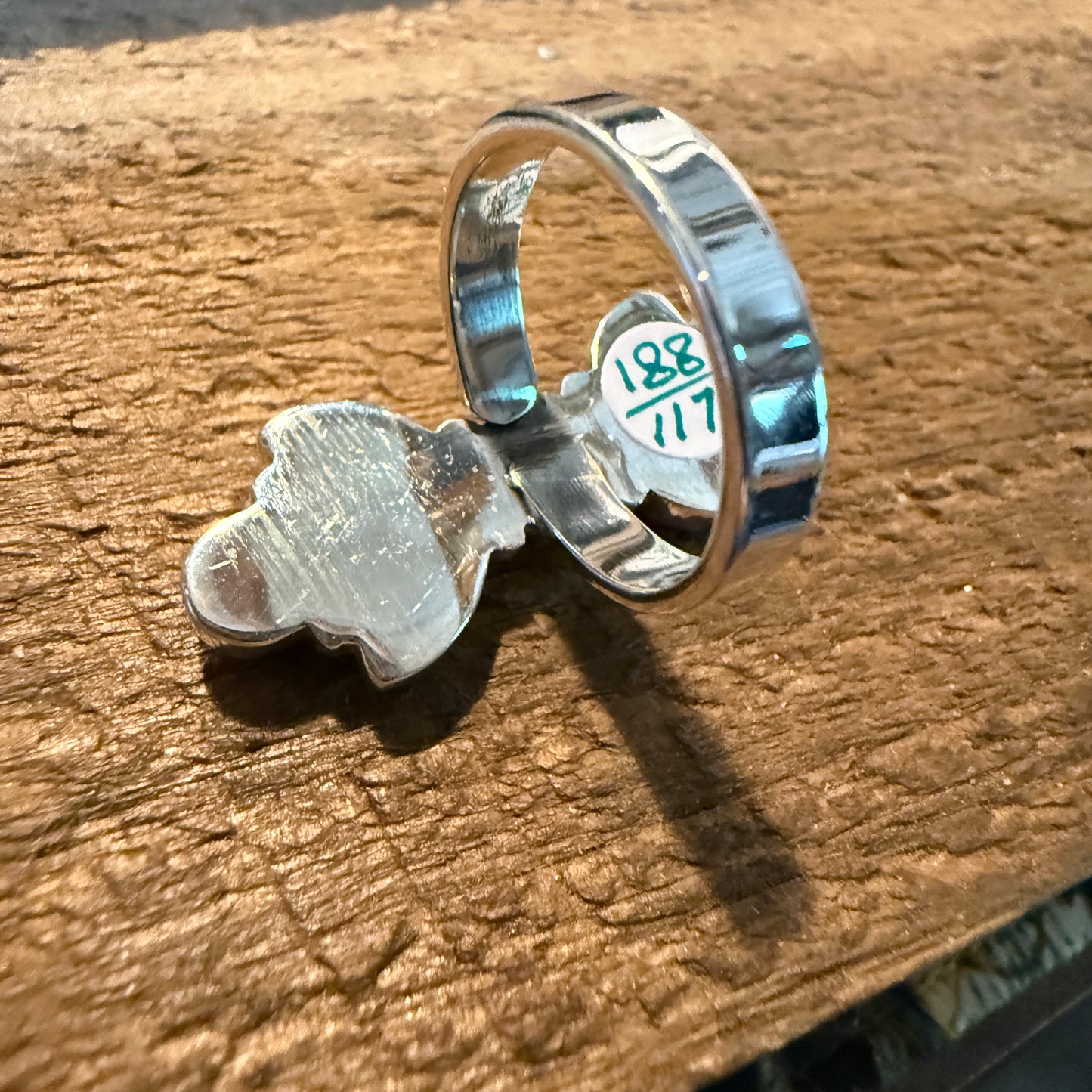 Cotton Candy Turquoise Dahlia Gemstone Statement Adjustable Sterling Silver Ring
