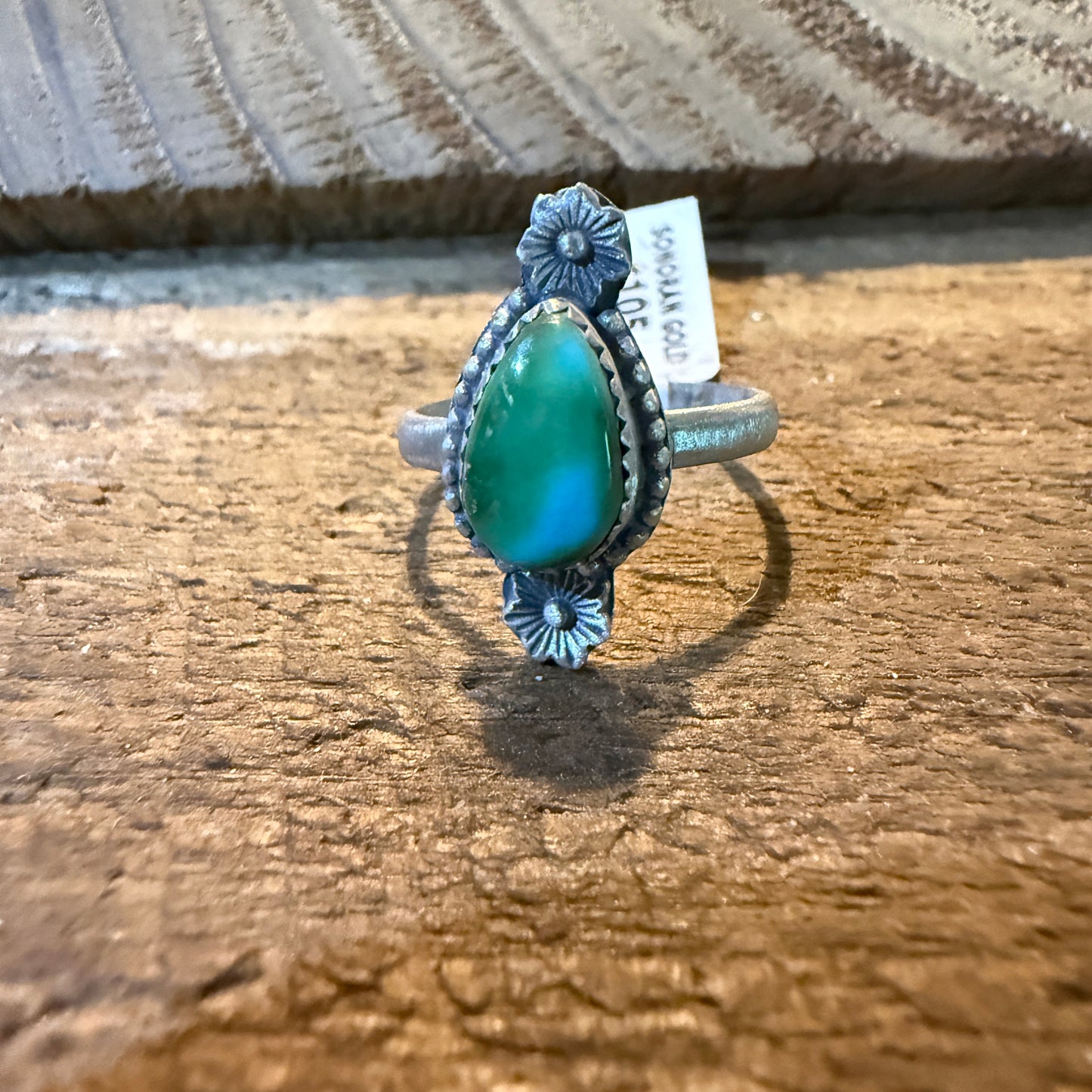 Mohave Style Sonoran Gold Turquoise Gemstone Adjustable Ring Sterling Silver