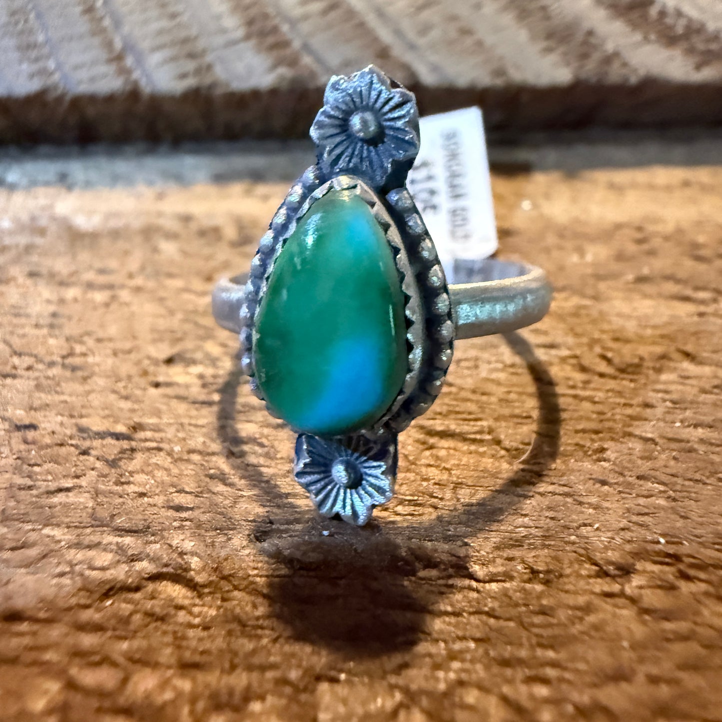 Mohave Style Sonoran Gold Turquoise Gemstone Adjustable Ring Sterling Silver
