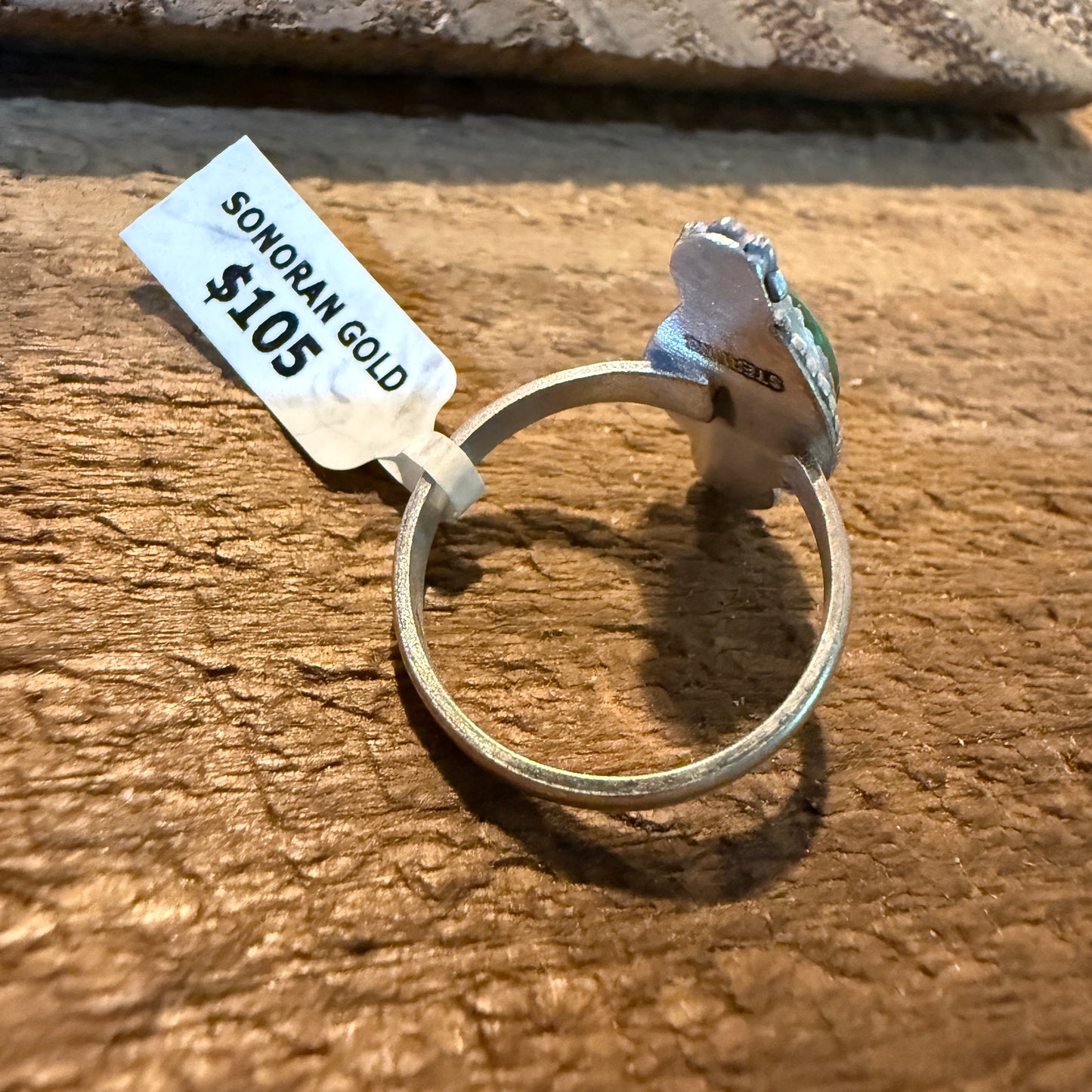 Mohave Style Sonoran Gold Turquoise Gemstone Adjustable Ring Sterling Silver