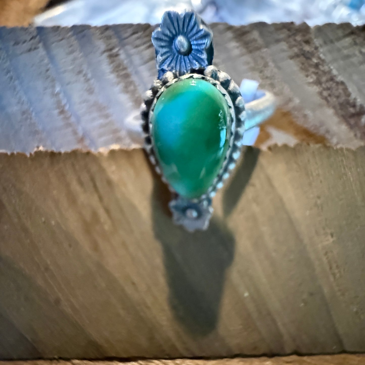 Mohave Style Sonoran Gold Turquoise Gemstone Adjustable Ring Sterling Silver