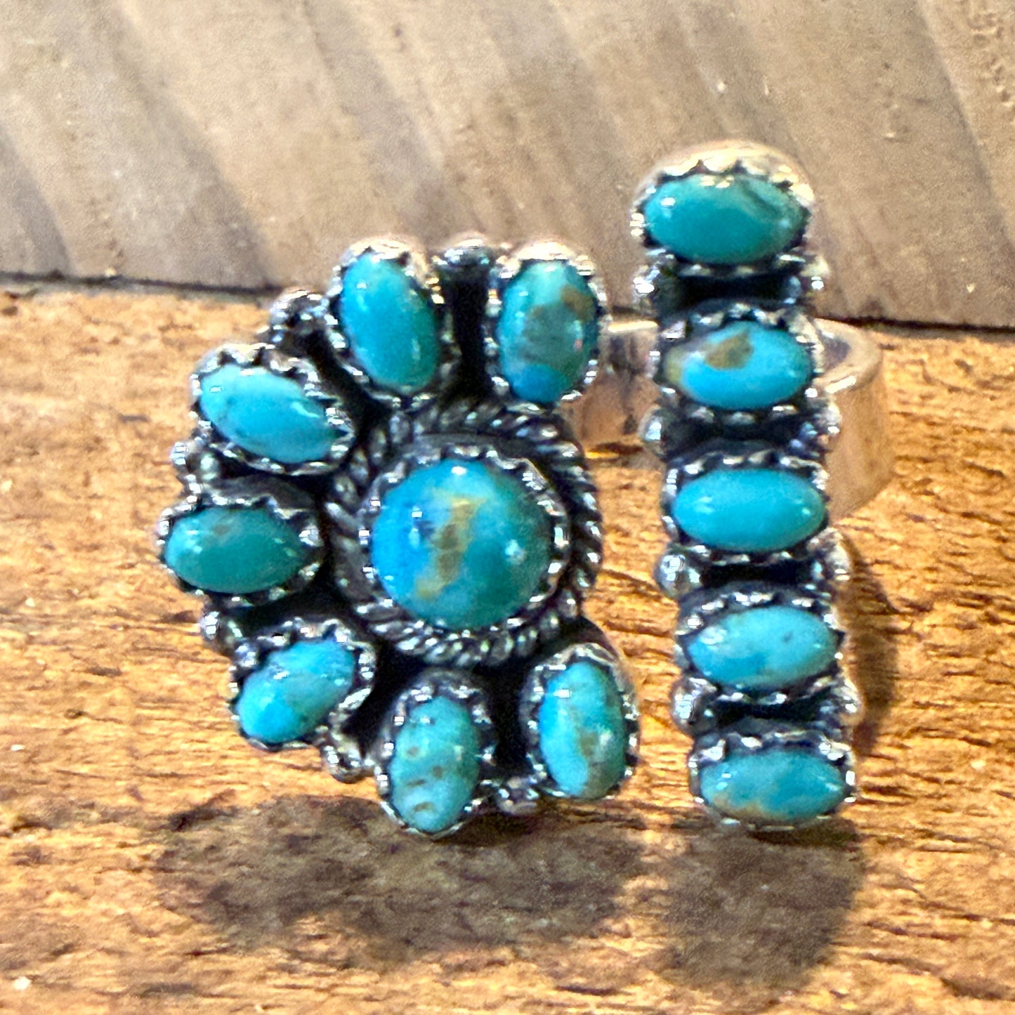 Sonoran Gold Turquoise Gemstone Cluster Ring Adjustable in Sterling Silver