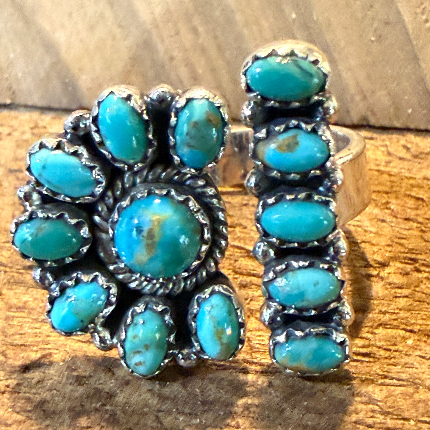 Sonoran Gold Turquoise Gemstone Cluster Ring Adjustable in Sterling Silver