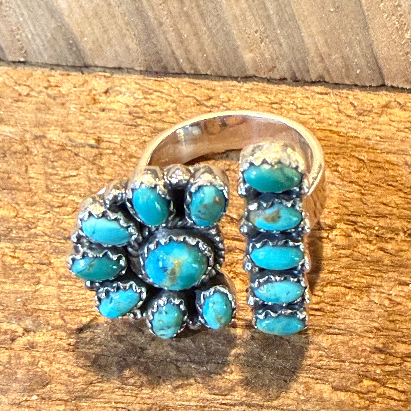 Sonoran Gold Turquoise Gemstone Cluster Ring Adjustable in Sterling Silver