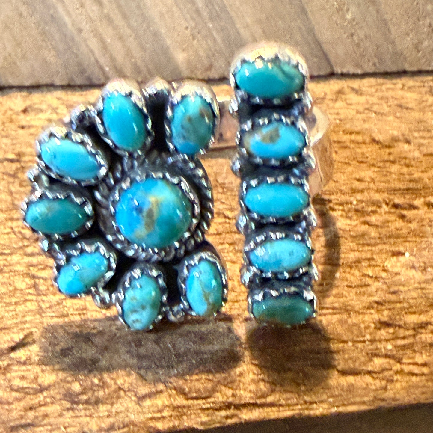 Sonoran Gold Turquoise Gemstone Cluster Ring Adjustable in Sterling Silver