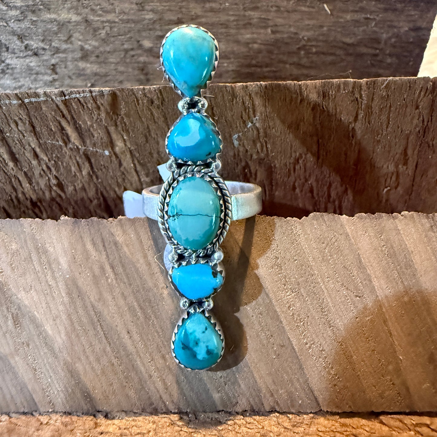 Pilot Mountain Turquoise Adjustable Gemstone Sterling Silver Statement Ring