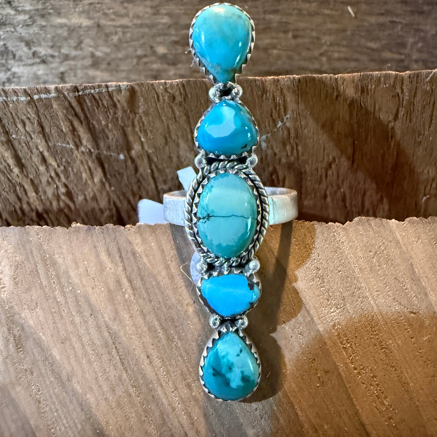 Pilot Mountain Turquoise Adjustable Gemstone Sterling Silver Statement Ring