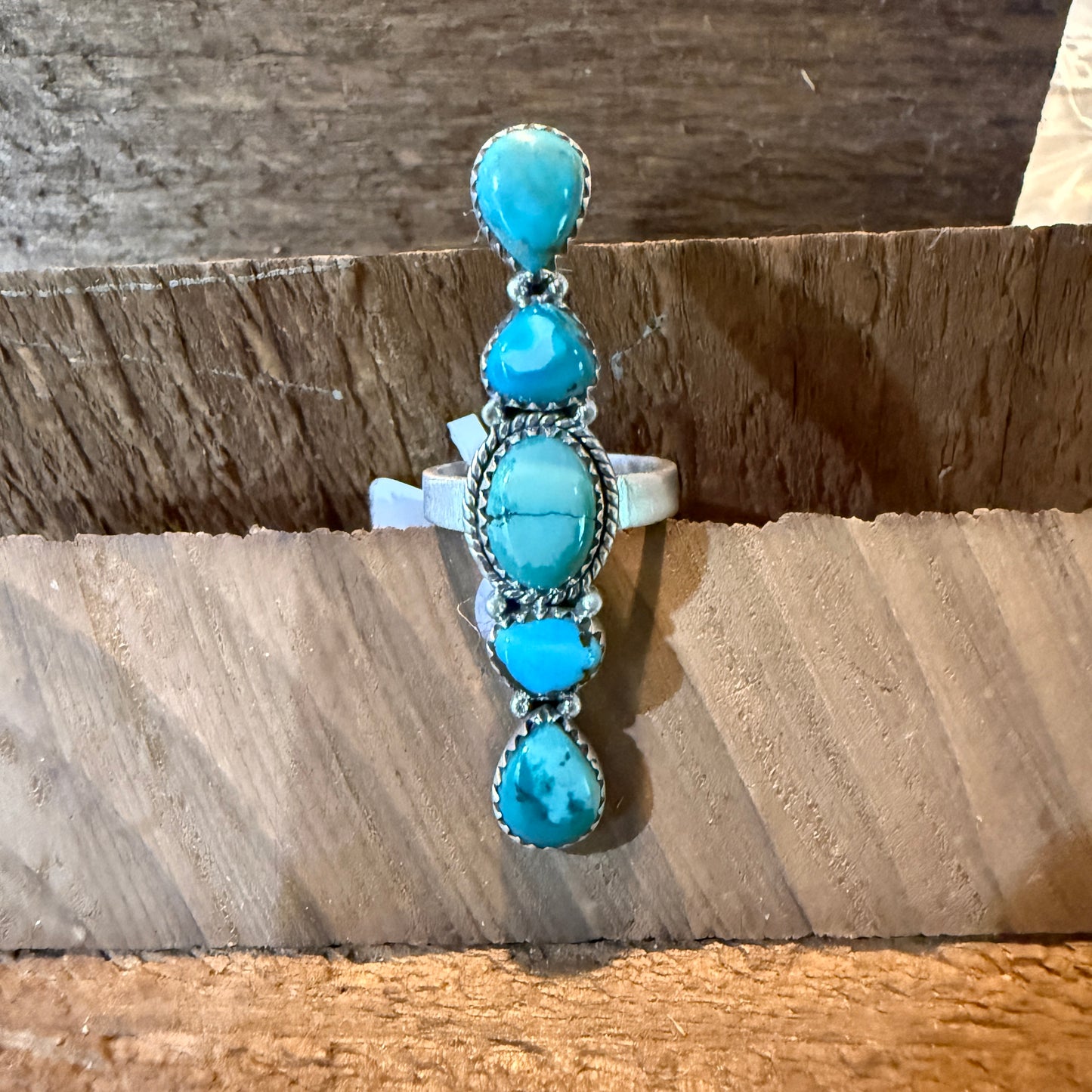 Pilot Mountain Turquoise Adjustable Gemstone Sterling Silver Statement Ring