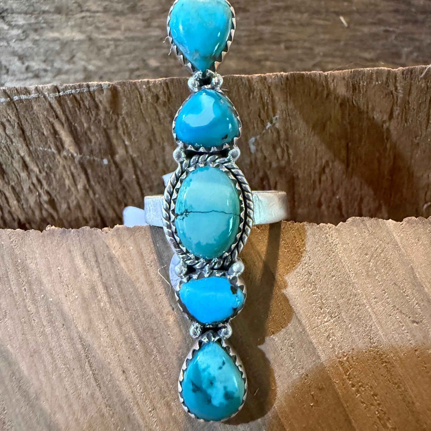 Pilot Mountain Turquoise Adjustable Gemstone Sterling Silver Statement Ring