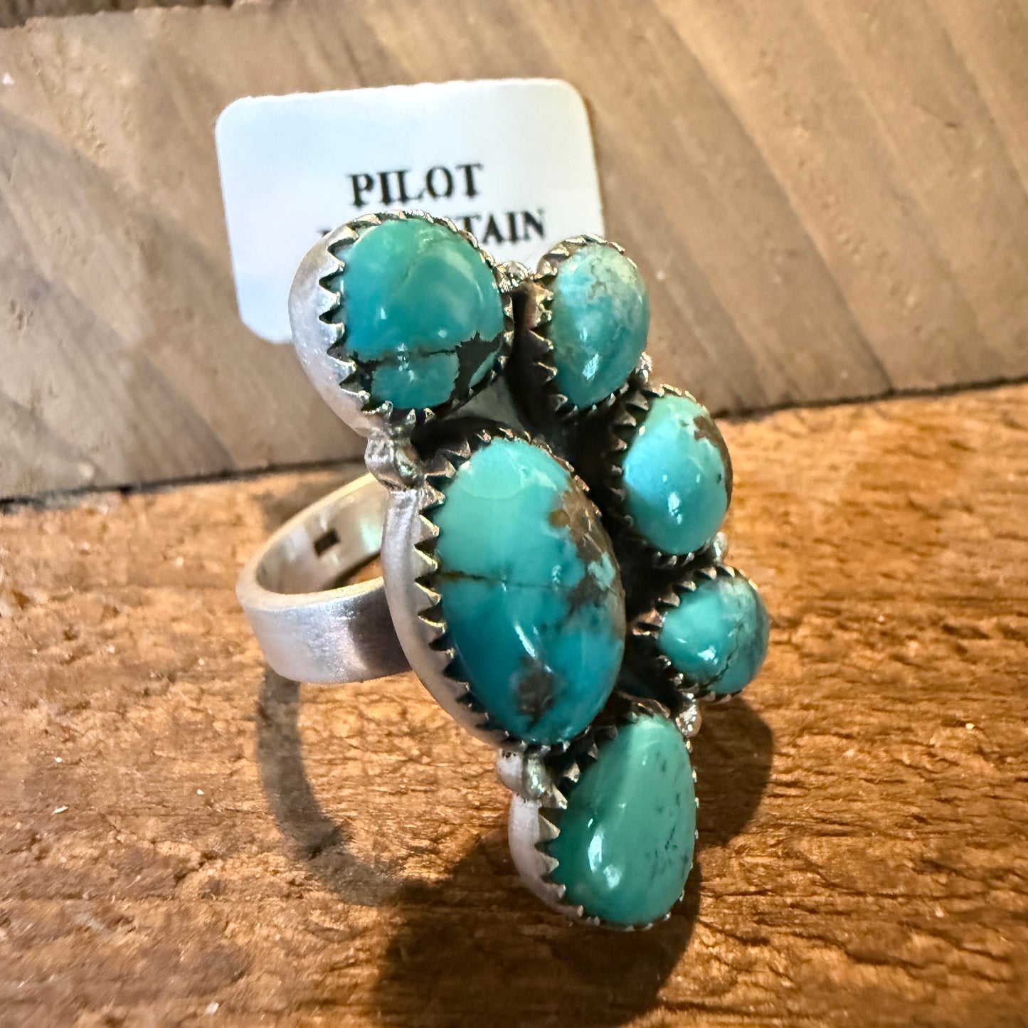 Pilot Mountain Turquoise Gemstone Adjustable Statement Ring Sterling Silver