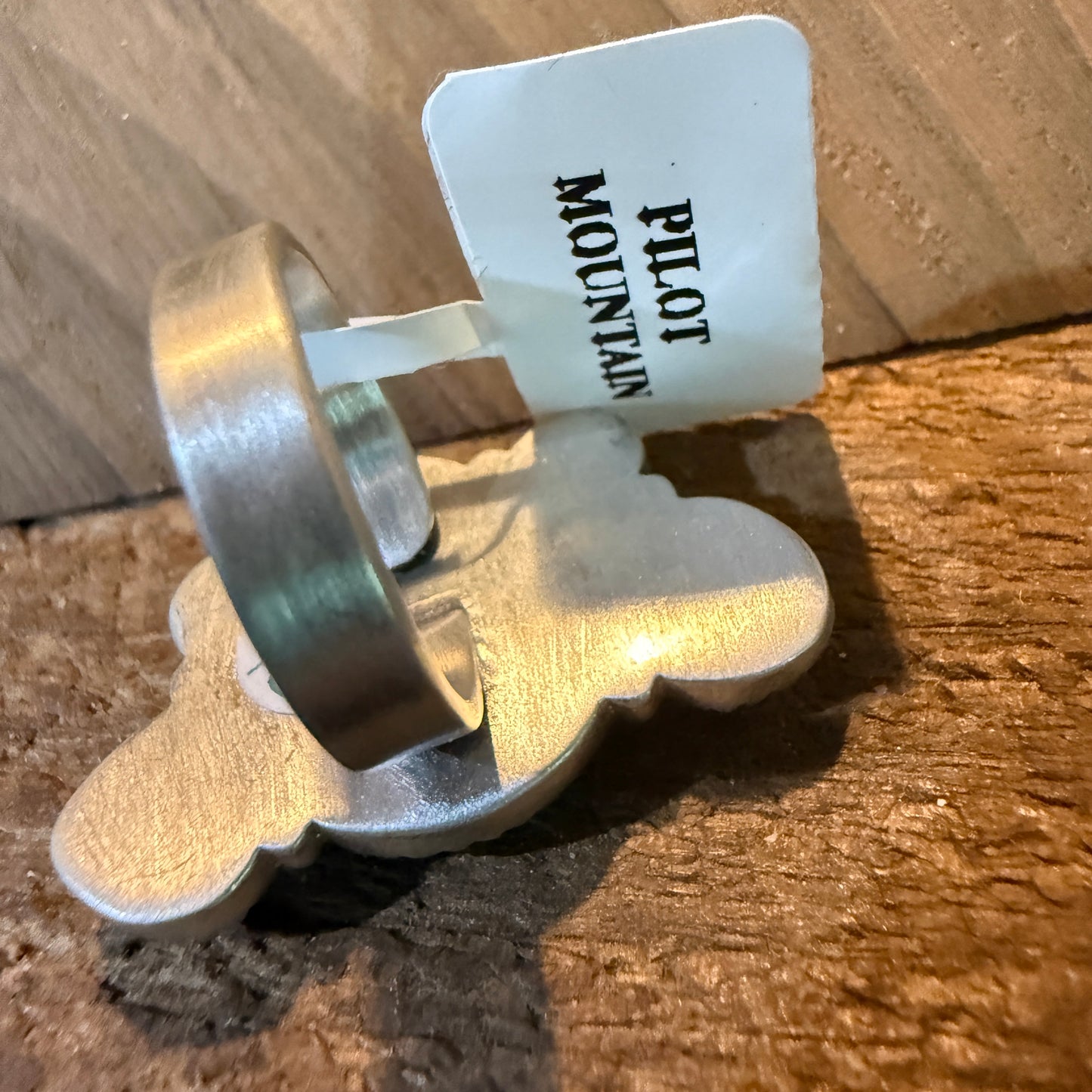 Pilot Mountain Turquoise Gemstone Adjustable Statement Ring Sterling Silver