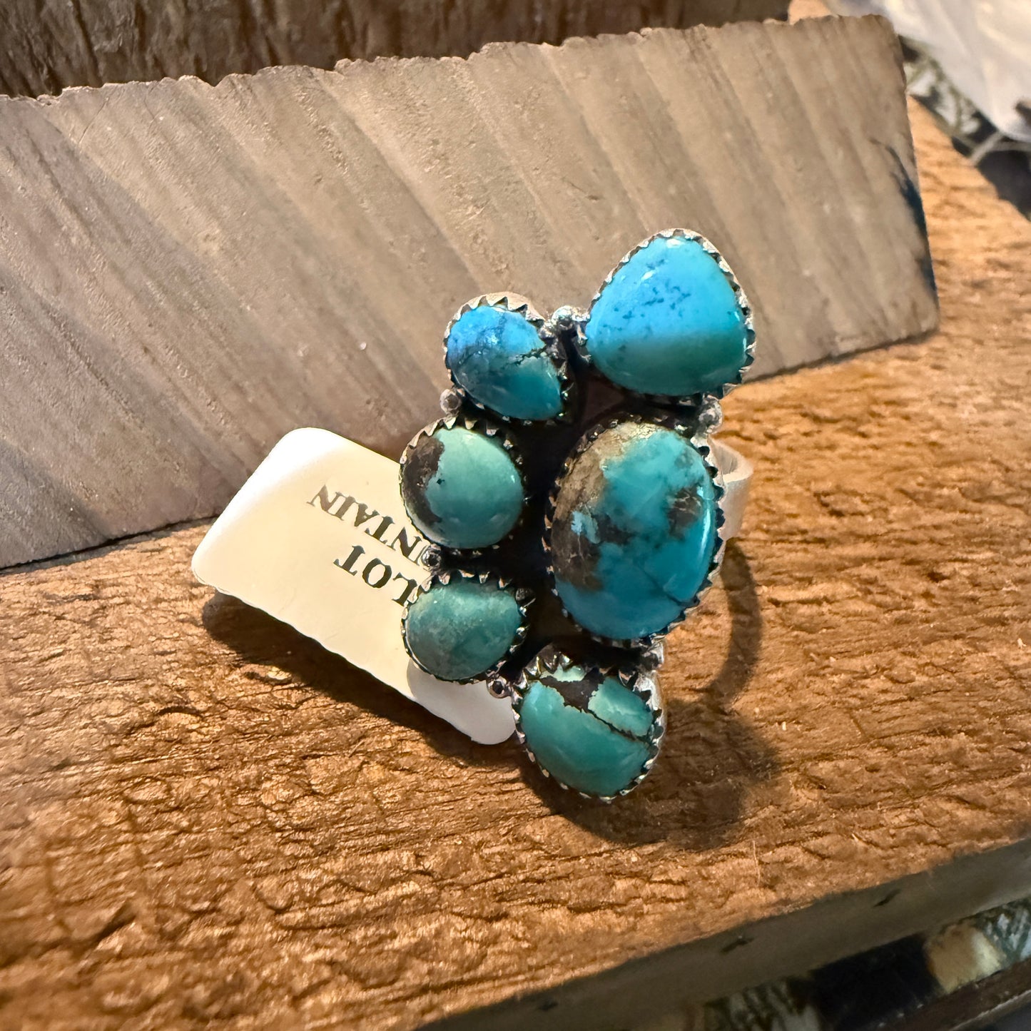 Pilot Mountain Turquoise Gemstone Adjustable Statement Ring Sterling Silver