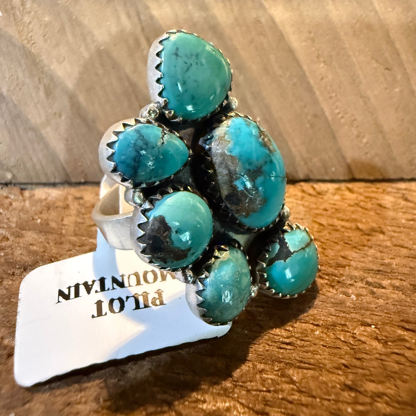 Pilot Mountain Turquoise Gemstone Adjustable Statement Ring Sterling Silver