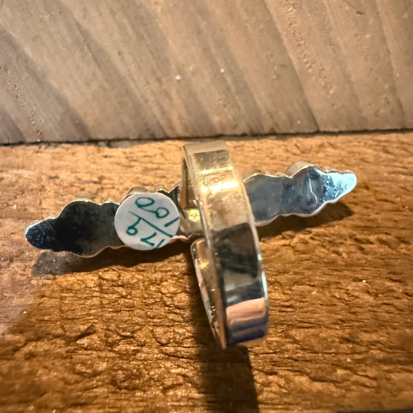 Mohave Style Pilot Mountain Turquoise Adjustable Ring Sterling Silver