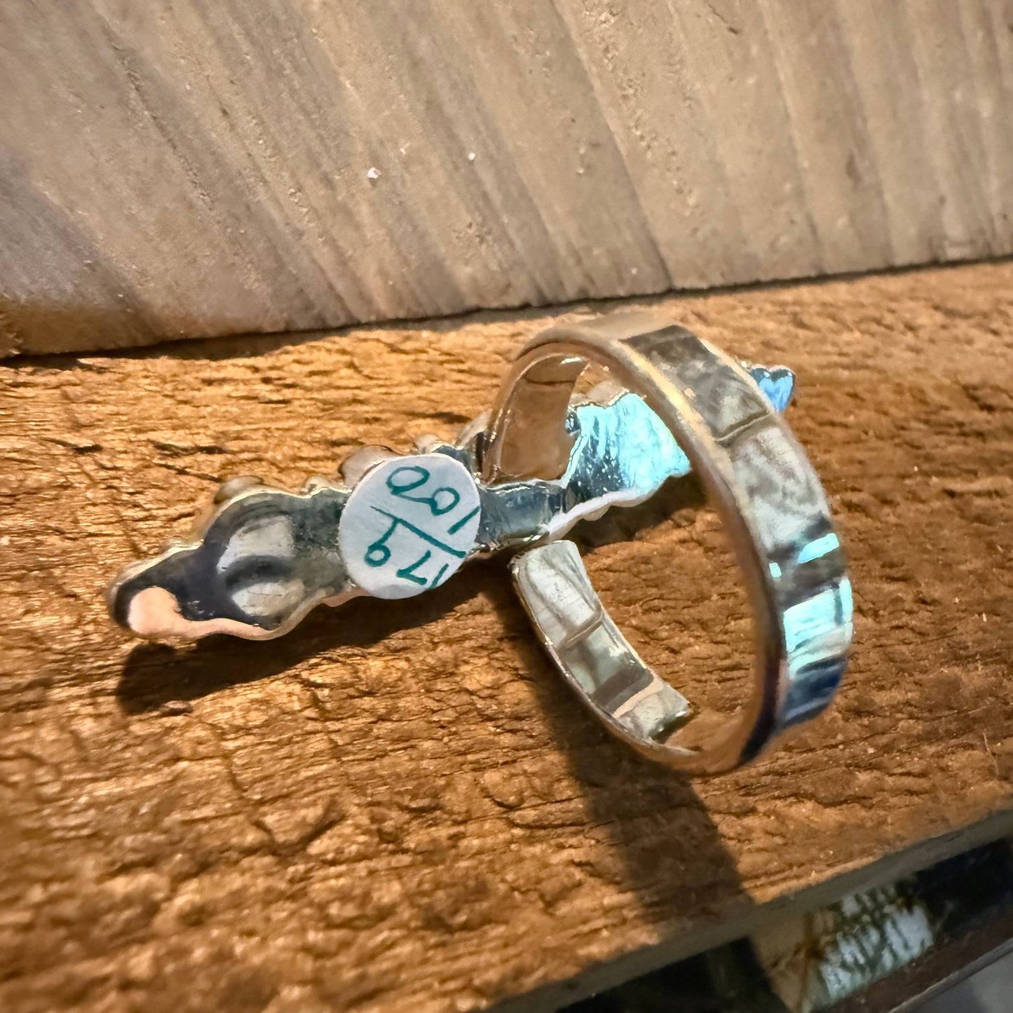 Mohave Style Pilot Mountain Turquoise Adjustable Ring Sterling Silver