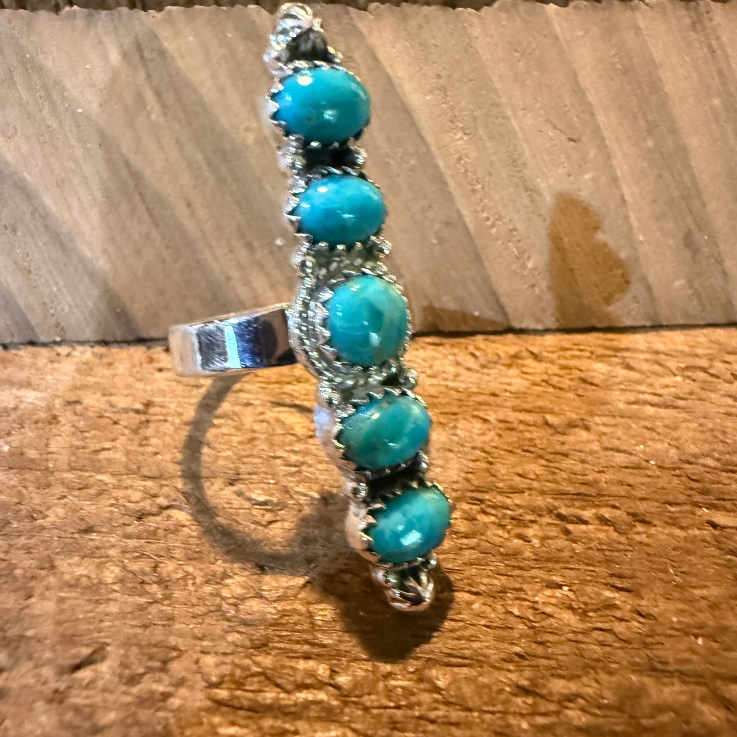 Mohave Style Pilot Mountain Turquoise Adjustable Ring Sterling Silver