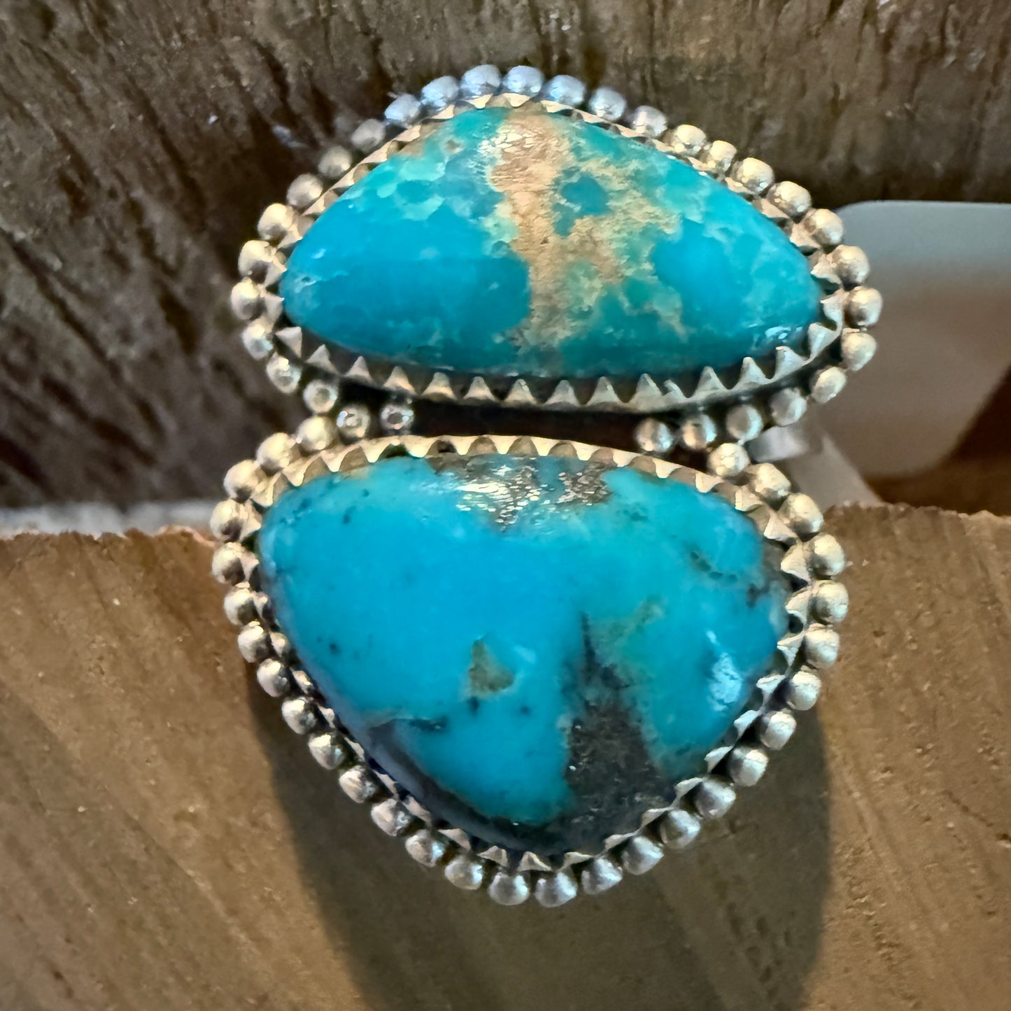 Mohave Style Pilot Mountain Turquoise Gemstone Adjustable Ring Sterling Silver