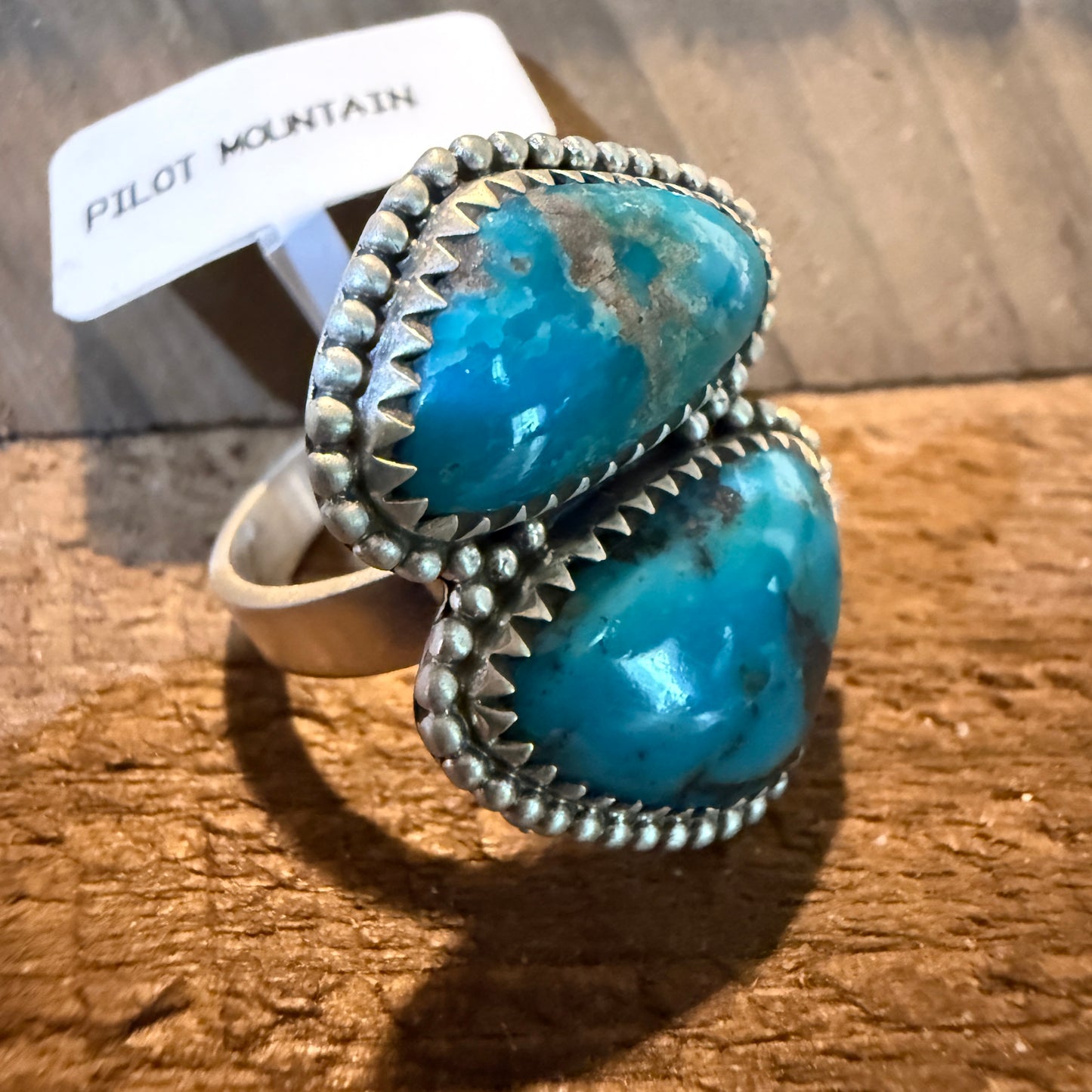 Mohave Style Pilot Mountain Turquoise Gemstone Adjustable Ring Sterling Silver