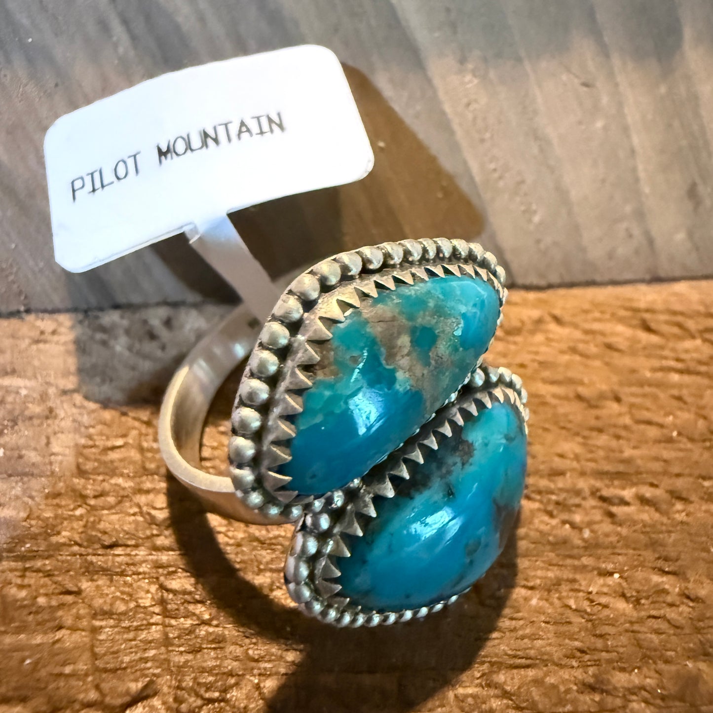 Mohave Style Pilot Mountain Turquoise Gemstone Adjustable Ring Sterling Silver