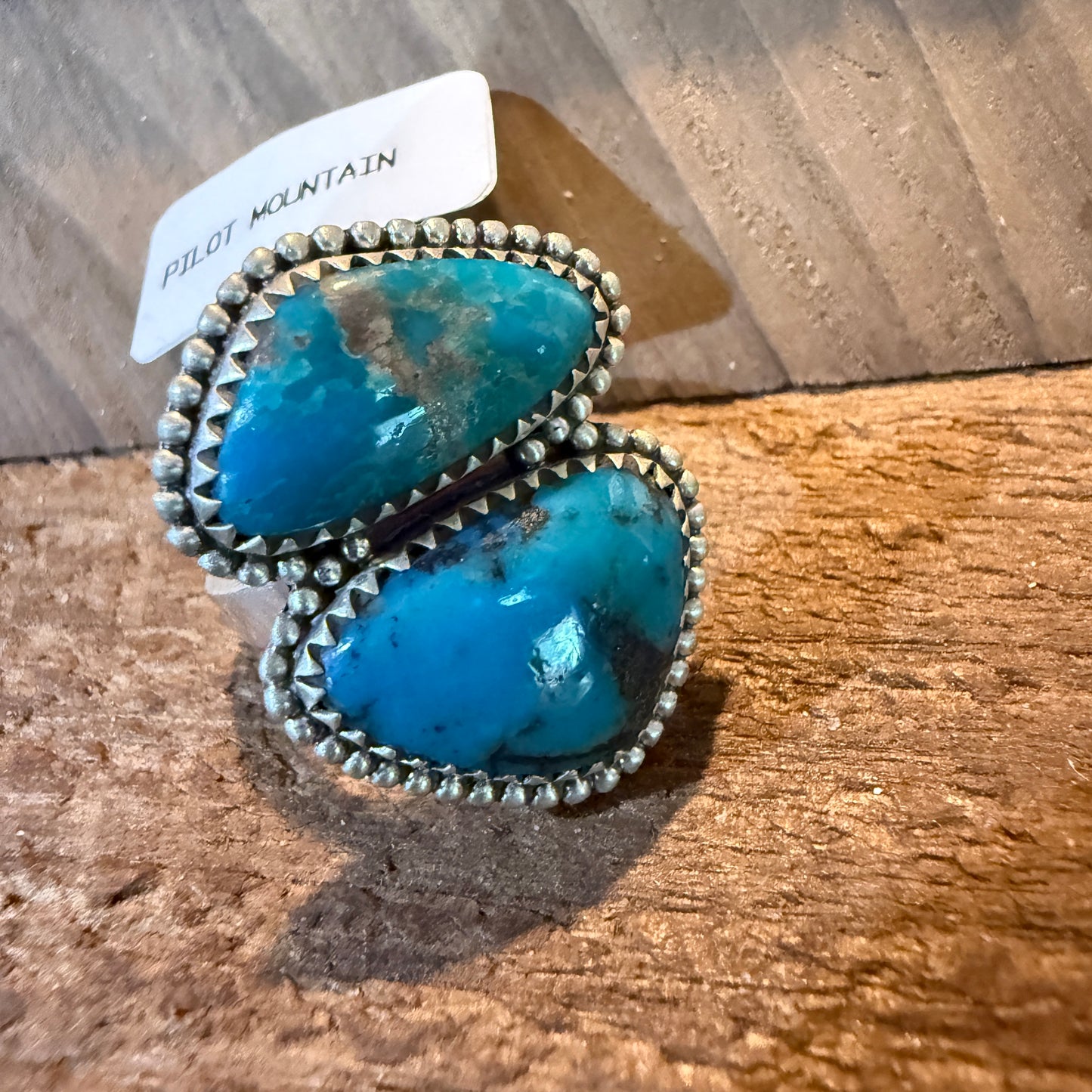 Mohave Style Pilot Mountain Turquoise Gemstone Adjustable Ring Sterling Silver