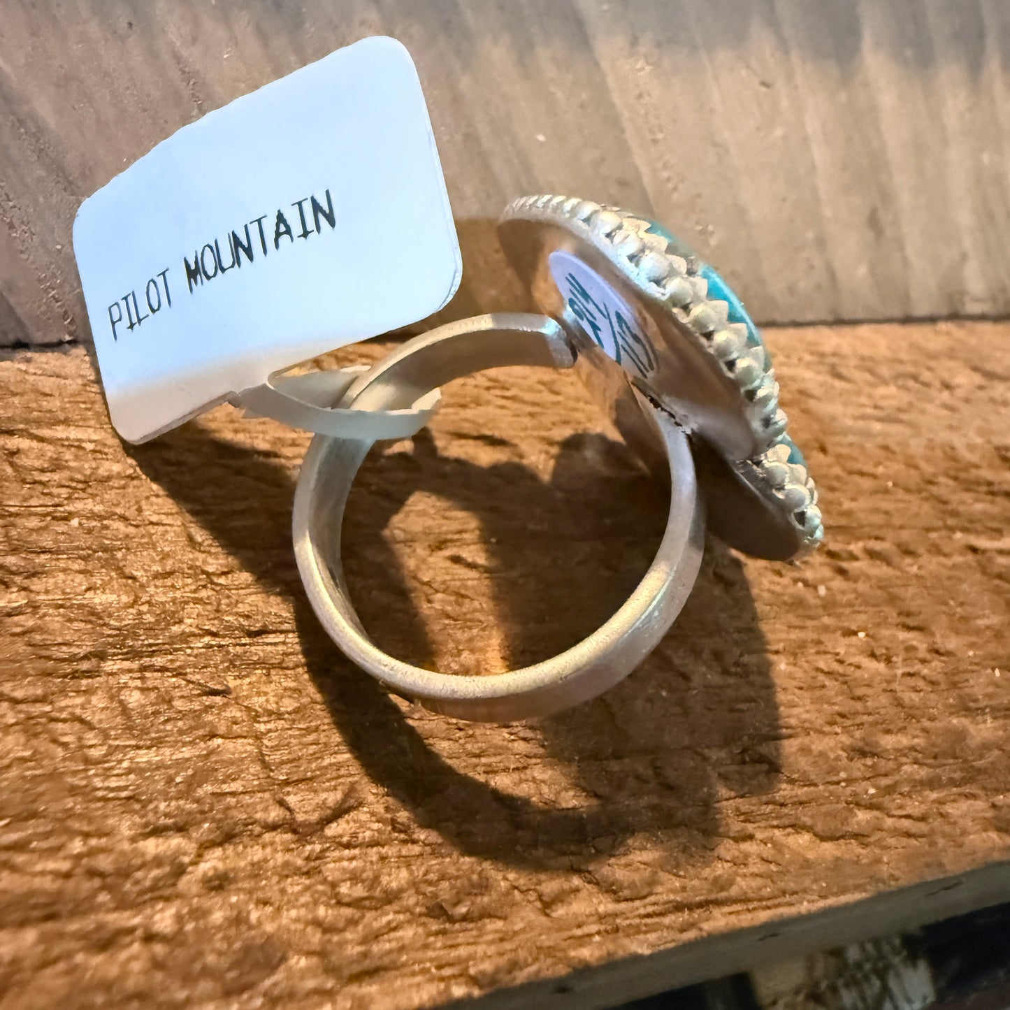 Mohave Style Pilot Mountain Turquoise Gemstone Adjustable Ring Sterling Silver