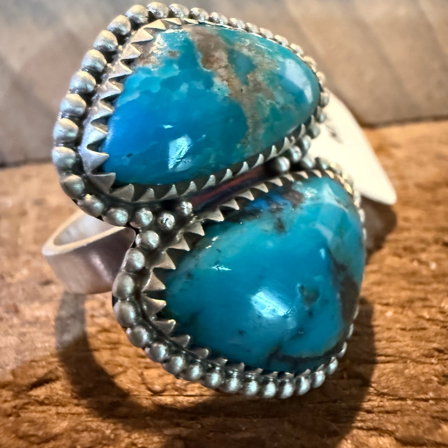 Mohave Style Pilot Mountain Turquoise Gemstone Adjustable Ring Sterling Silver