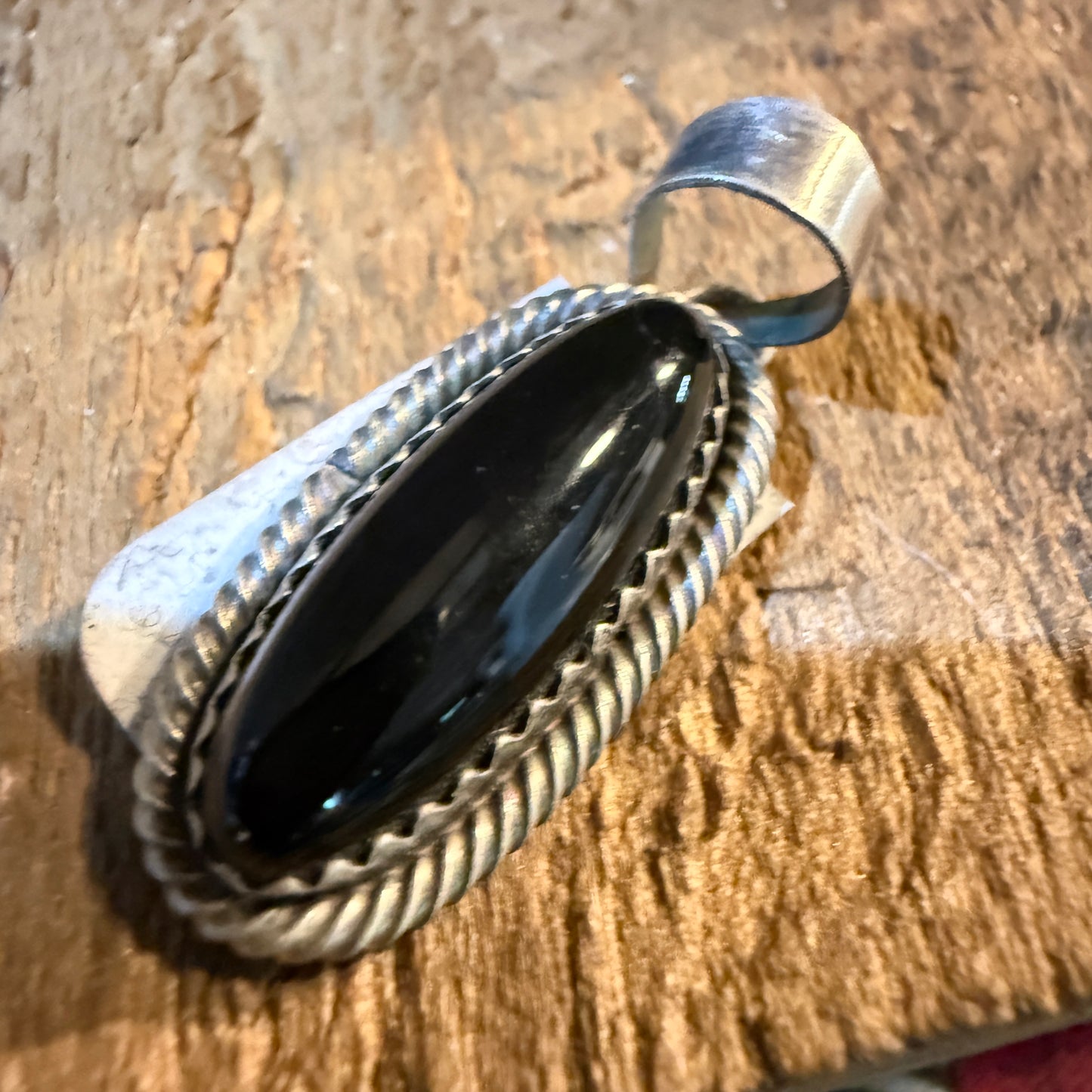 Signed Scott Skeets Black Onyx Pendant In Sterling Silver