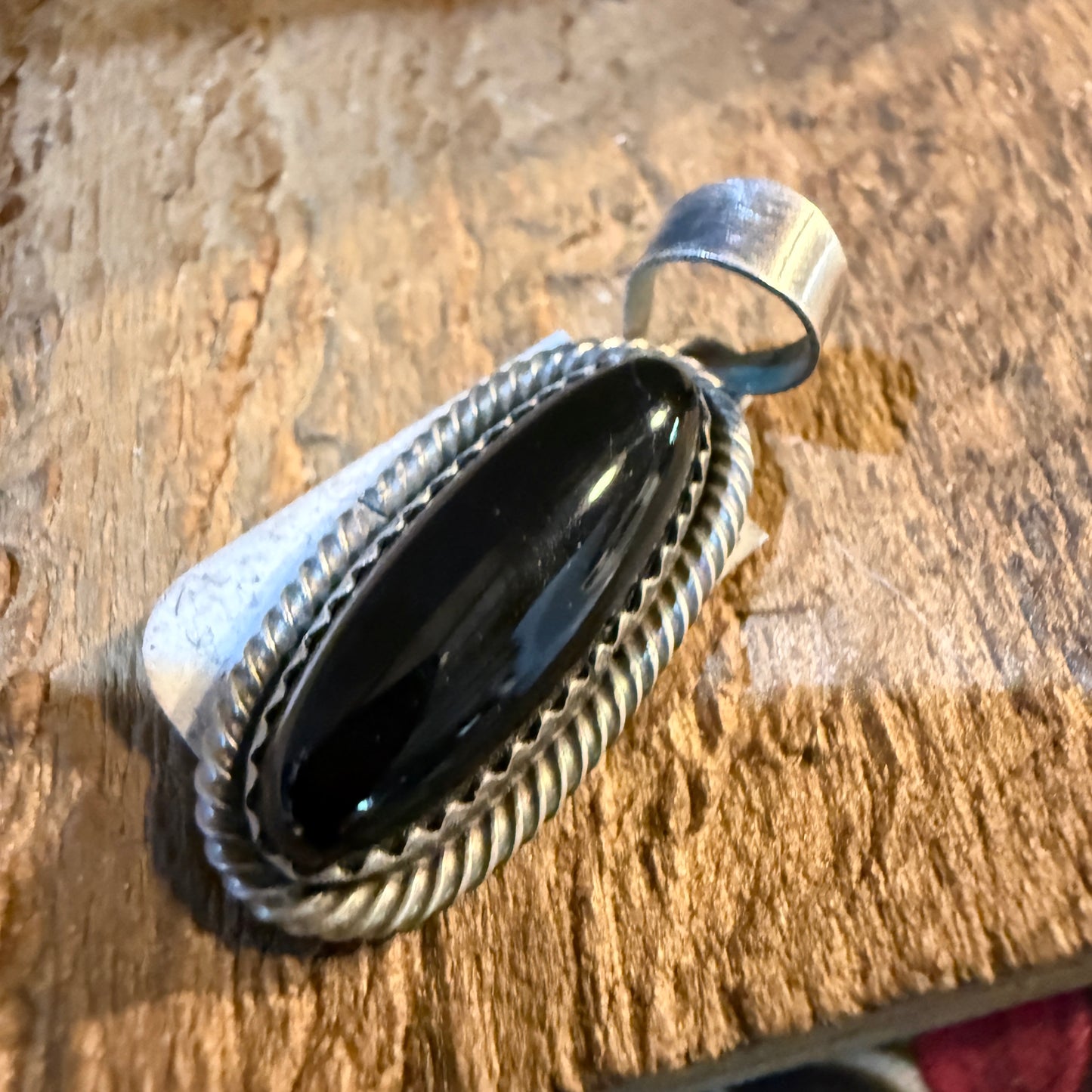 Signed Scott Skeets Black Onyx Pendant In Sterling Silver