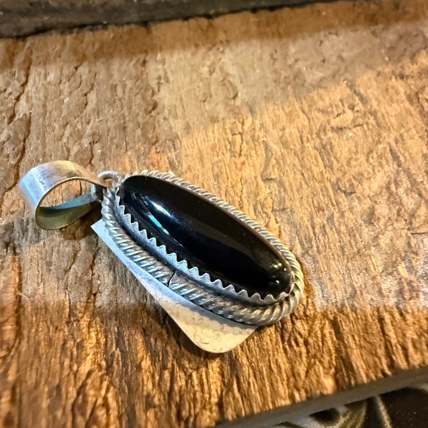 Signed Scott Skeets Black Onyx Pendant In Sterling Silver