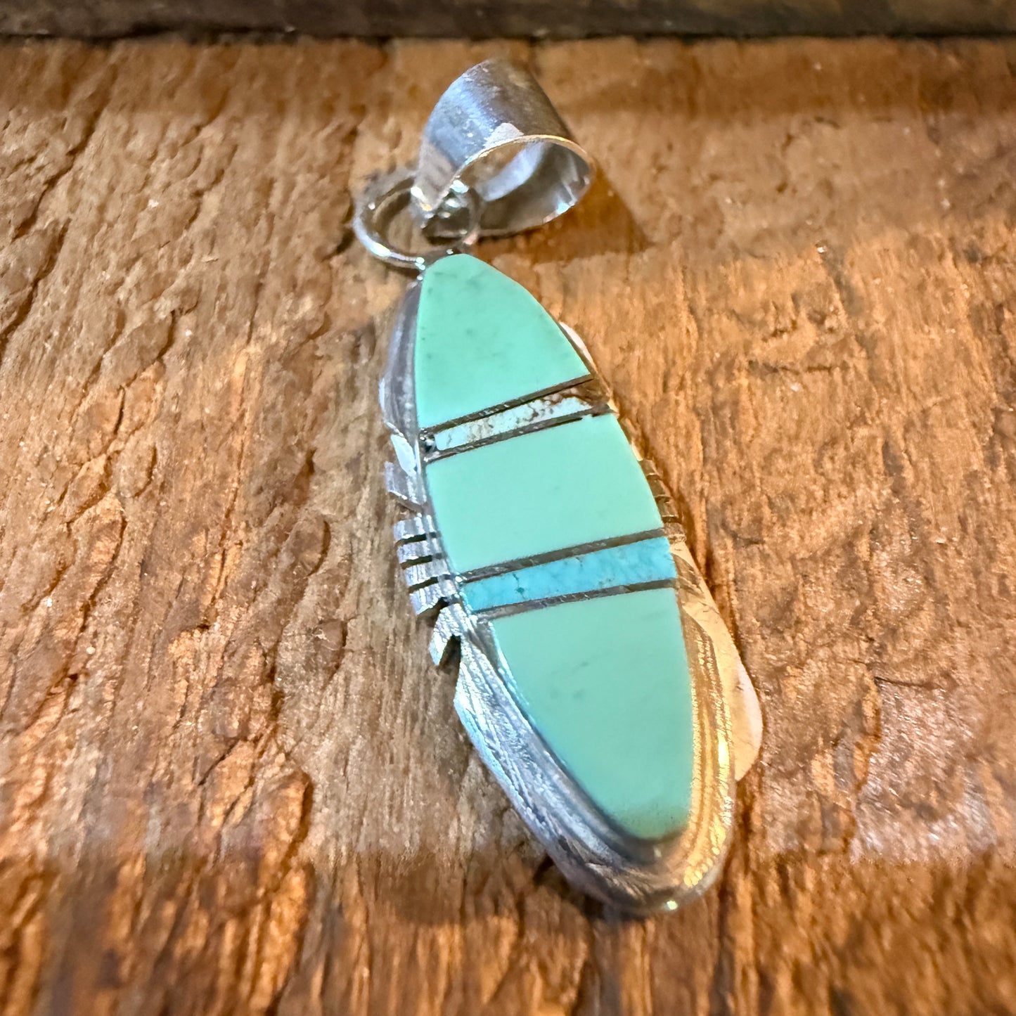 Brandon Etcitty Navajo Style Turquoise Pendant Sterling Silver Number 8