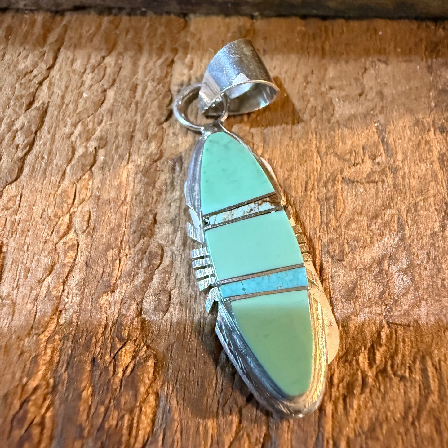 Brandon Etcitty Navajo Style Turquoise Pendant Sterling Silver Number 8
